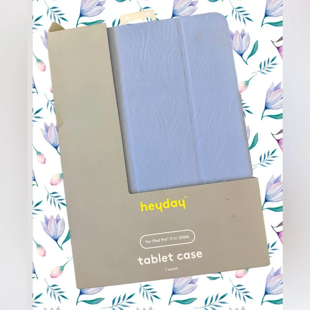 Heyday Tablet Case for iPad Pro 11 in (2024) - Peri-Blue Botanical Pattern NWT